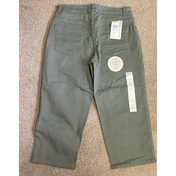 Izod Womens Cropped Capri Jeans Pants Size 6 Olive Green - Picture 2 of 9